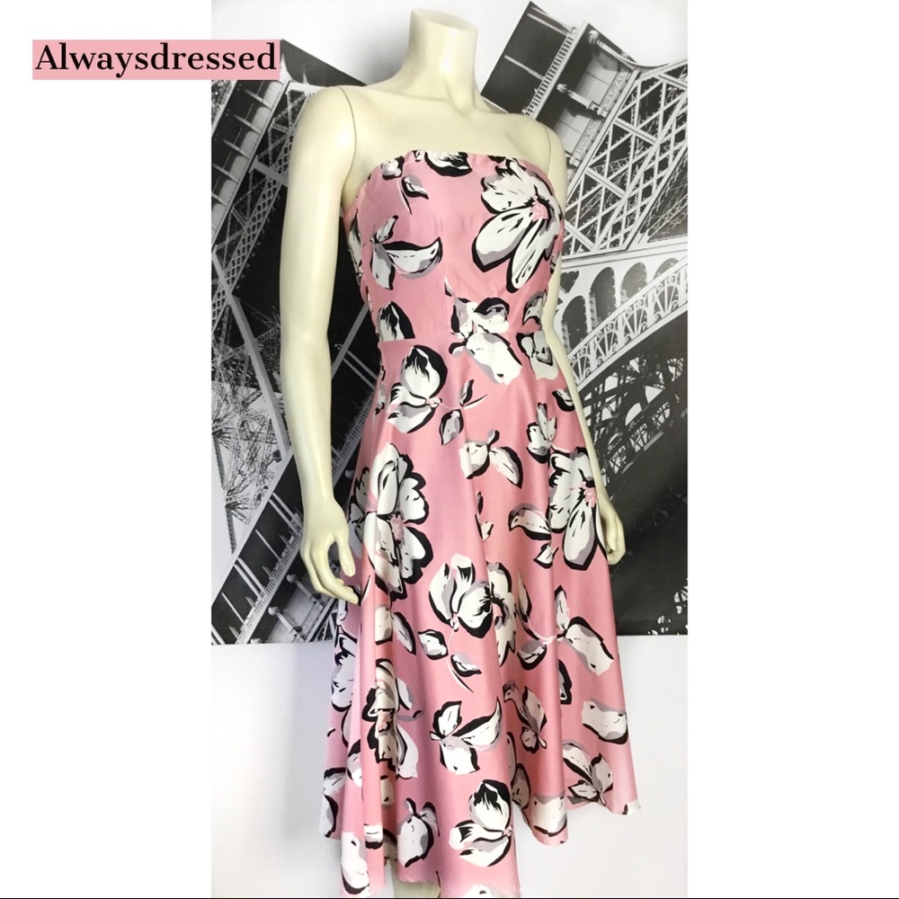 LILY Strapless Pink Floral Dress